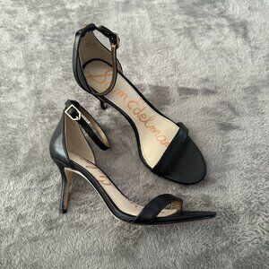 Sam Edelman Black Leather Patti Ankle Strap Heels Shoes Women's size 6